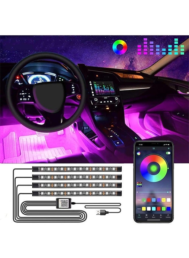 Garlo LED Lights for Car, Car Strip Lights Car Accessories, Ultra Bright Music Sync, Smart App Control Multicolor, Sound Actived Under Dash USB Port LED Car Lights for Car,Truck, SUV, Jeep. - Image 1